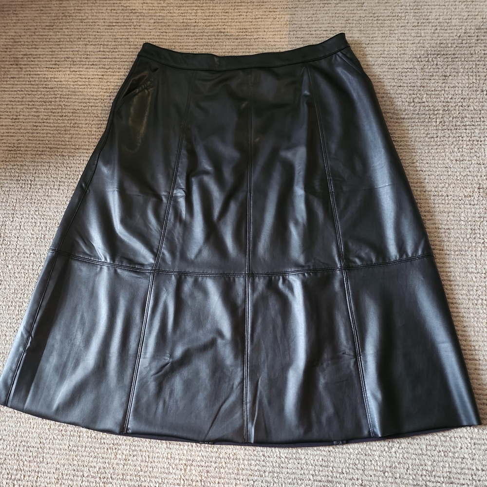 Cleo Black A-Line Leather Look Skirt
